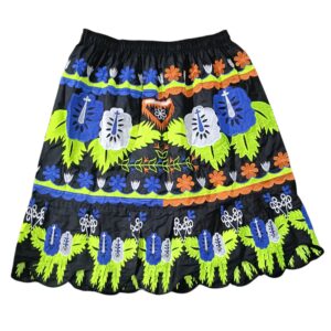 Pohnpeian Skirt with Floral and Yellow Blue Pattern