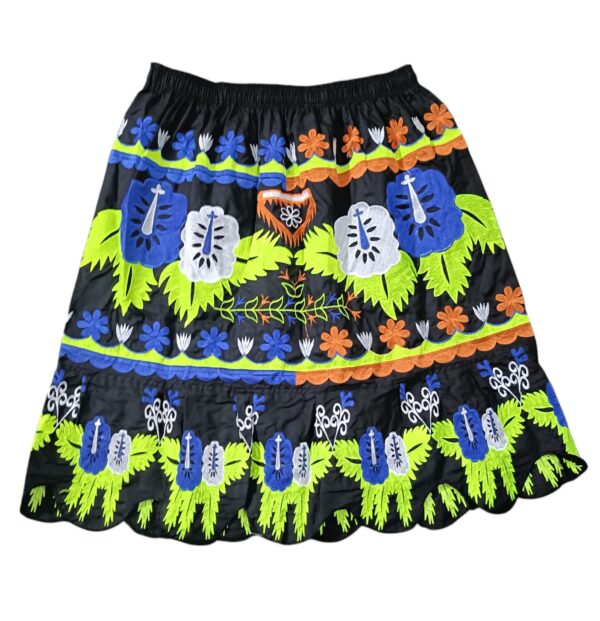 Pohnpeian Skirt with Floral and Yellow Blue Pattern