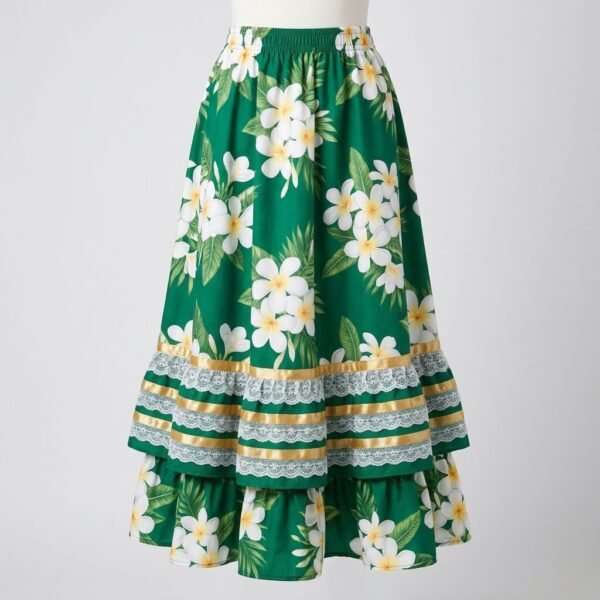 Emerald Plumeria Ruffle Chuukese Skirt