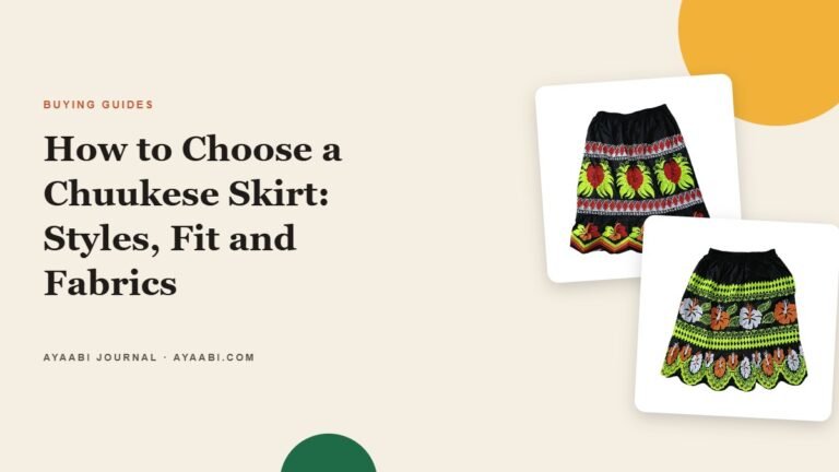 Ayaabi Journal cover: How to Choose a Chuukese Skirt, with two embroidered island skirts