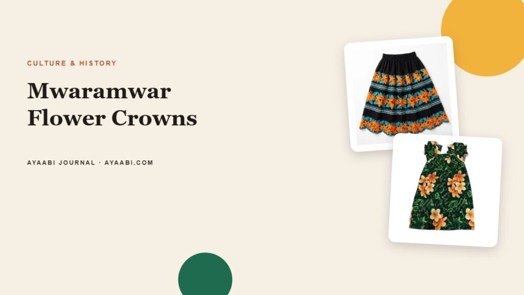 Mwaramwar flower crown guide cover with plumeria skirt and muumuu