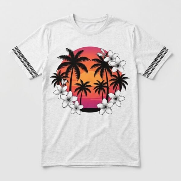 Sunset Palms Plumeria Island T-Shirt